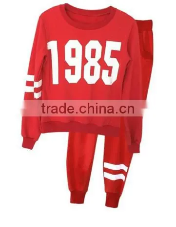 Women 1985 Printed Hoodie Pants Suit Athletic Outfits Tracksuit Sportswear Without Hood photo-3