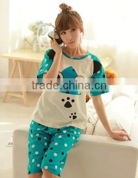 2015 Wholesale Blue Couple Summer Pajama Set photo-3