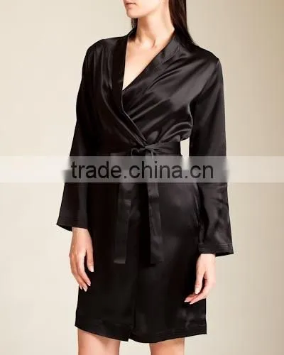 Wholesale New Design Plus Pajamas Satin Dress Blank Plain Short Custom Design Satin Nighty Robes Women photo-6