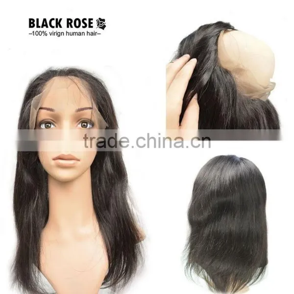 Top Good Quality Brazilian Hair 360 Lace Frontal Straight With Baby Hair Pieces For Black Women Customized Lace Frontal Band photo-5
