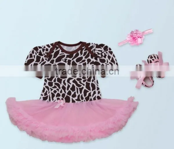 2017 3PCS Baby Sets Leopard Printing Romper, Romper+ Headband+one Pair of Shoes photo-4