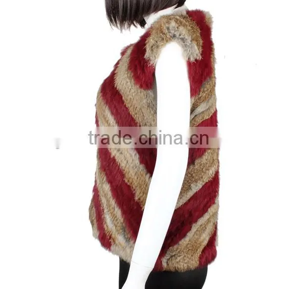 YR595 Newest Fashion Rabbit Knit Fur Vest/Real Fur Clothing photo-2