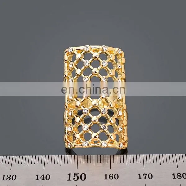 Gold Plated Personalized Square Knuckle Ring Diamond Sparkling Ring Wedding Jewelry photo-2