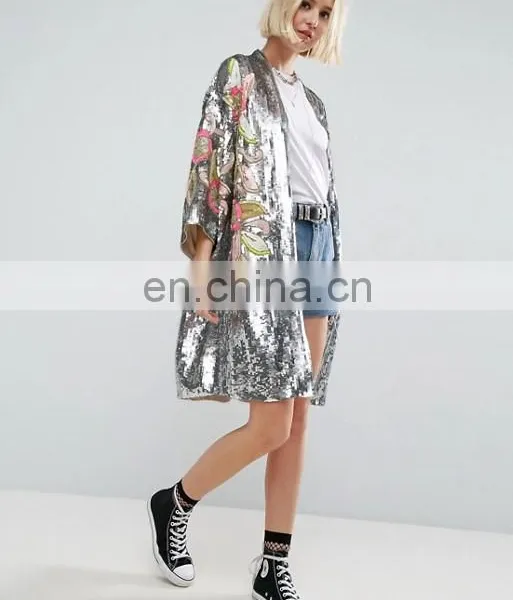 Promotion Comfortable Fashion Causal Bling Bling Lose Sequin Embroidery Jacket Women photo-2