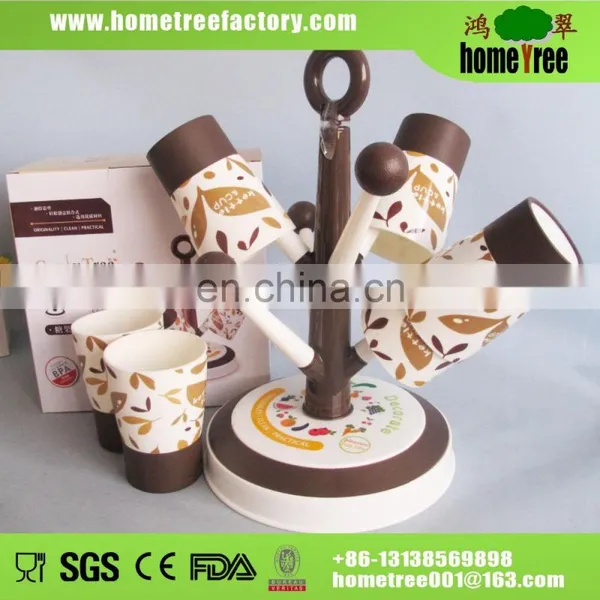 Good Quality Fashionable Plastic 6PCS Cup Drying Hanger Rack With Cups photo-2