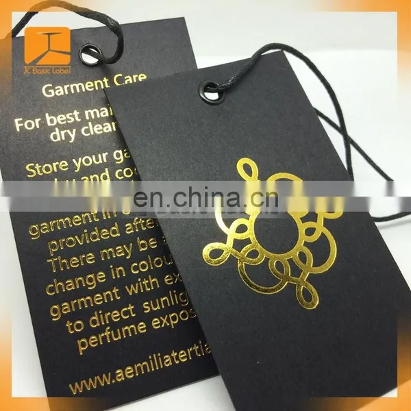 Hot Sale Custom Black Card Paper Hang Tag/gold Foil Center Folded Swing Tag photo-6