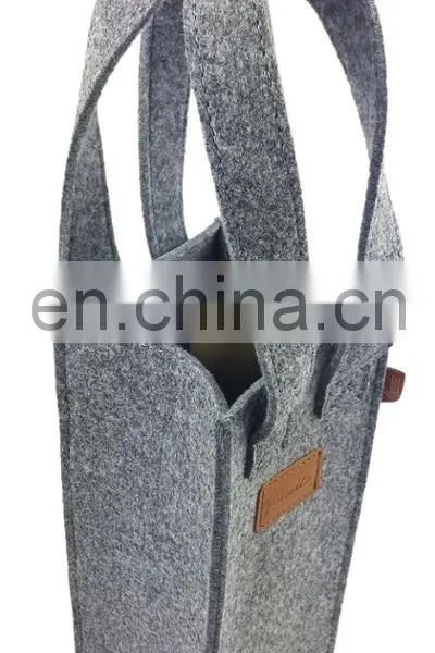Eco-friendly Wine Holder Bag Felt Printed Christmas Logo Leather Cutting Logo photo-4