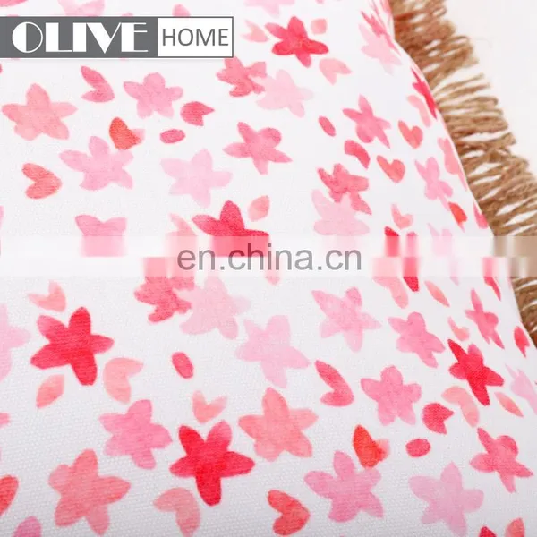 Home Decor Colorful Flower Printed Outdoor Pillow Cushion With Tassels Trimmings photo-6