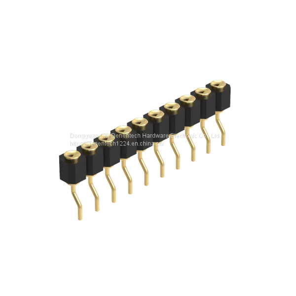 Dnenlink 2.54mm Pitch Single Row H2.5mm Concave Contact Right Angle Female Header SMT Type PogoPin Connector photo-3