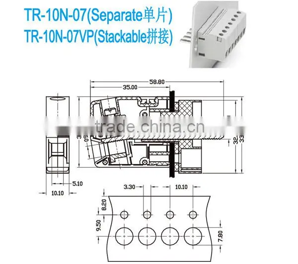 Electrical Feedthrough Terminal Block Connectors With Feed-Through photo-2