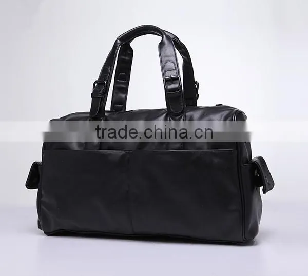 High Quality Sheep Leather Black Rolling Travel Duffel Bag Organizer for Men photo-3
