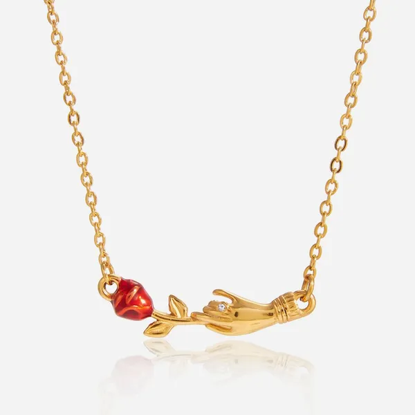 18K Gold Plated Stainless Steel Diamond Zircon Necklace - Non-Fade Fashion Jewelry photo-2