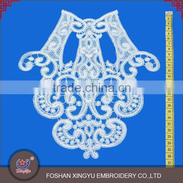 China Professional Embroidery Lace Manufacture Cotton Lace Blouse Back Neck Patch Designs photo-3