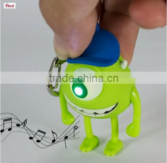 Hot Sell Promotional Plastic LED Flashing Gift Keychain With Sound Monster University photo-3