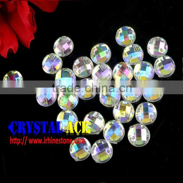 Bling Bling Acrylic Sew Stone, Crystal AB Color Sew On Acrylic Rhinestone With Flat Back for DIY Decoration