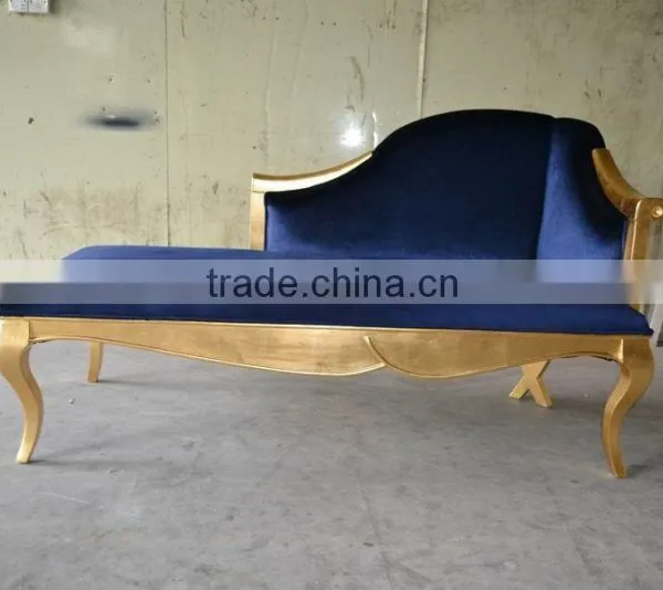 Royalblue Velvet Gold Frame Lounge Chaise XY2869A photo-6