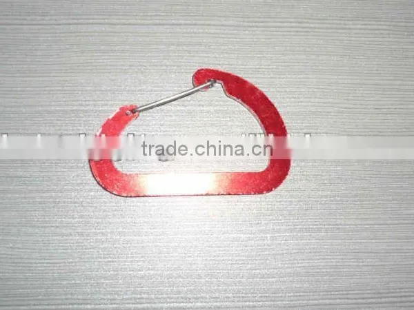 China Made Red Color Aluminum Flat Karabiner Snap Hook D Type Spring Hook In Rigging Manufacturer photo-2
