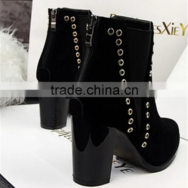 The Hottest Young Girl Thick Thigh Heel Rivet Germen Winter Boots photo-4