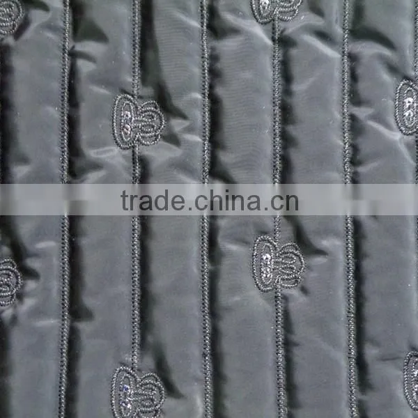 210T Waterproof Stripe Polyester Embroidered Thermal Padding Quilting Fabric China for Clothing photo-3