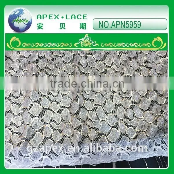 2015 New Style Nylon Lace Fabric Print Silver and Golden photo-2