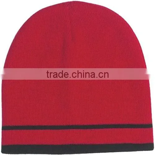 Customizable Men's Knit Beanie With Double Stripes photo-5