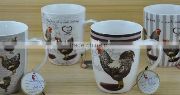 11OZ Hens Design Full Decal Print Coffee Cups, Shiny Surface Porcelain Mug, KL5004-11042 photo-3