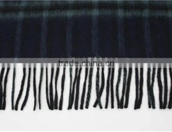 D/Blue Double Sided Plain Wool Scarf With Fringe photo-3