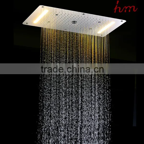 Hydro Power Led Shower Head 380*700mm Big Shower Faucet Stainless Steel Rainfall Waterfall Mist Bathroom Accessoy Embed Ceiling photo-2