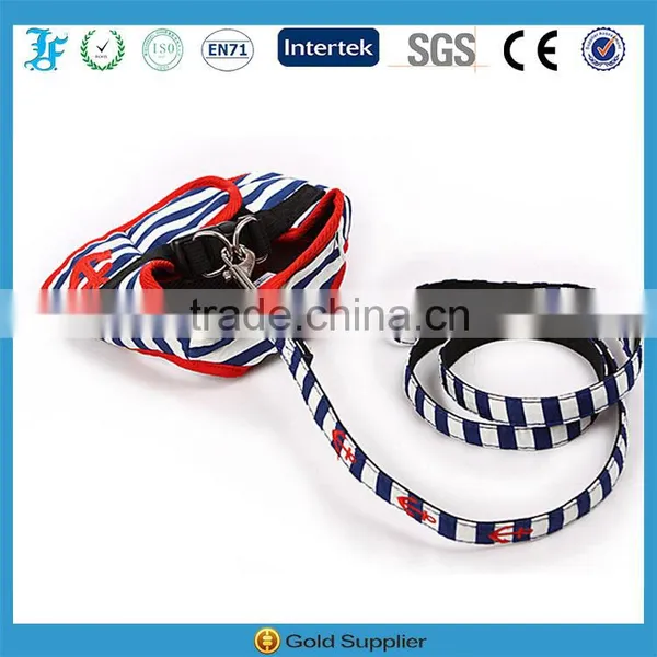 Blue & White Striped Sea Navy Pet Dog Harness and Leashes photo-4