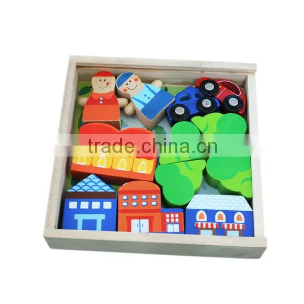 Wooden City Blocks Toys Set for Kids photo-2
