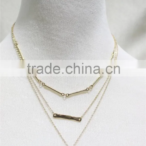 Multi Layered Gold Triangle Bar Necklace 3 Strand Necklace Chain Pendant Necklace Layered Necklace Fashion Style Wholesale
