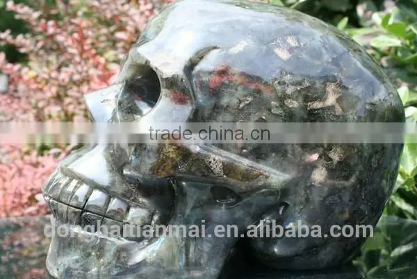 Amazing Black Obsidian Carved Crystal Skull/black Obsidian Stone Skull Sculpture photo-3
