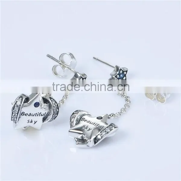Long Fashion Design Raw Material Engraved Hanging Pave Diamond Earrings photo-4