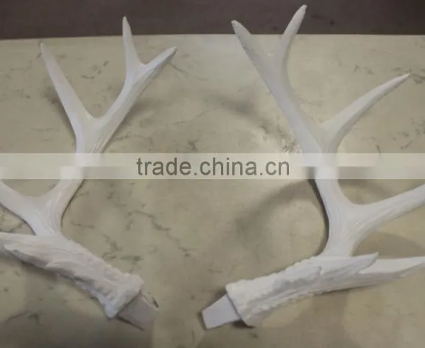Hand Painted Custom Wall Mounted White Resin Deer Antler photo-2