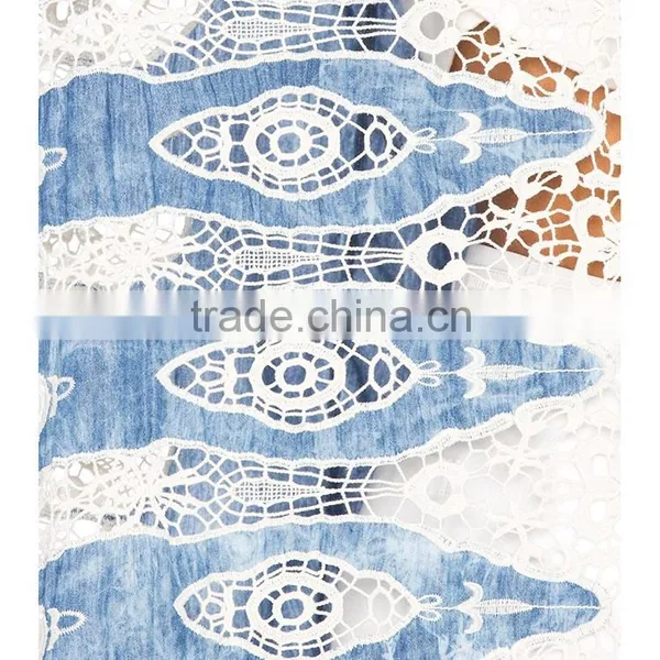Stylish Trench New Design Boho Wite Blue Lace Kimono Woman Overcoat photo-4