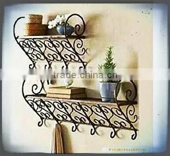 home decor vintage scrollwork set of 2 Muti Purpose Organizer book shelf bathroom rack metal floating wall shelf