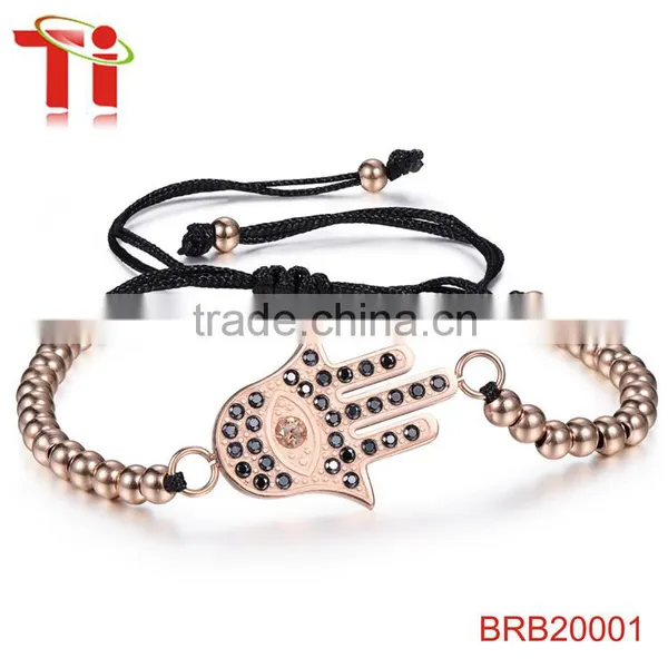 Braided Bracelet 316L Stainless Steel Bracelet Gold Plated Oxidized Sterling Silver Beads