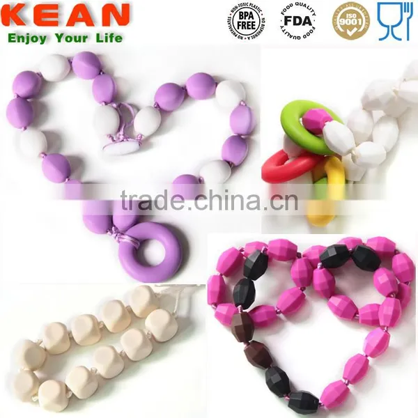 Silicone Teething Jewelry Champagne Navajo White DimGray Colors for You Choice Necklaces Silicone Bead Teething photo-4