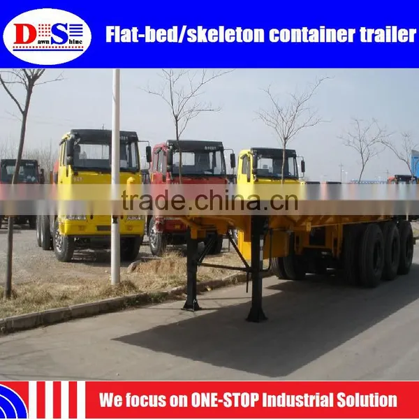 2 20ft/40ft Flat-bed or Skeleton Tri-axle Container Semi Trailer photo-2