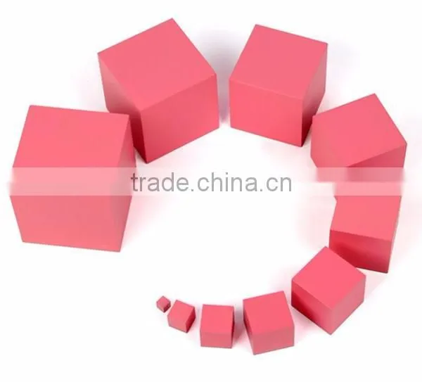 Preschool Kid Toy Wooden Montessori Pink Tower Set Made in China photo-2