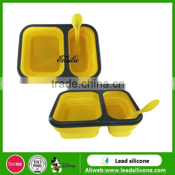 Convenient Collapsible Rectangle Sealed Lunch Box ,Food Grade Silicone Lunch Box photo-3