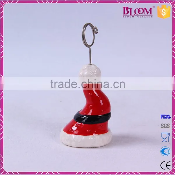Christmas Hat Decoration Ceramic Name Card Holder photo-3