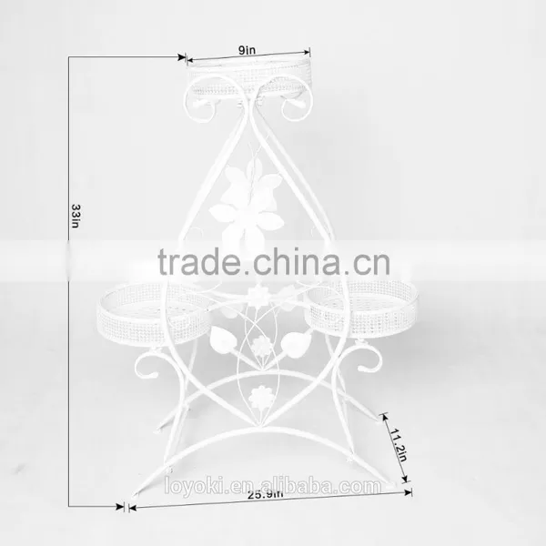 White Iron Flower Pot Rack Home Garden Decoration Patio Plant Pot Display Stand Bonsai Holder photo-4
