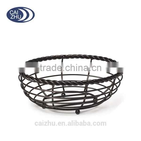 Gourmet Basics Antique Black Metal Rope Oval Bread Basket Rising Bread Basket photo-2