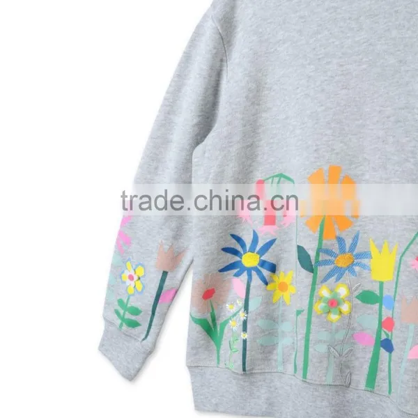 Grey Graphic Flowers Betty Sweatshirt Kid Clothing Wholesle Childern Wear HSs5141 photo-4