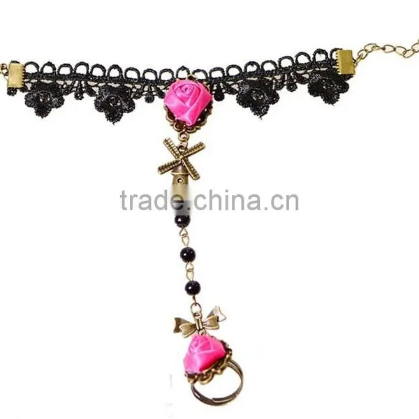 Europe Fashion Lace Jewelry Sets Wholesale Windmill Charm Bracelet Jewelry With Ring Set photo-4