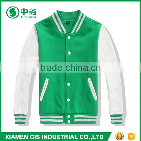 Popular Style Custom Logo Print Mens Black Plain Varsity Baseball Jacket for Sale photo-3