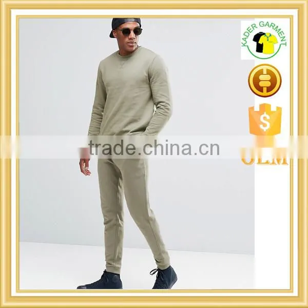 Plain Men Sweatsuit Slim Fit Sets Soft Cotton Spandex Tracksuit Custom