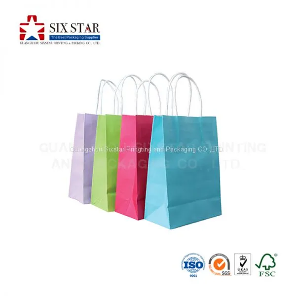 Recycling Material OEM Brown/ White Kraft Paper Bag With Different Colors