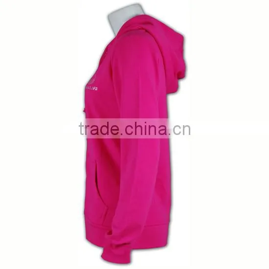 Women Zip up Sweatshirt Hoodies Pink Jacket photo-4
